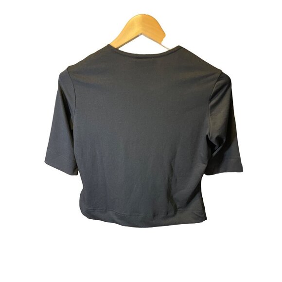 Christie and Jill NWT Black V Neck Half Sleeve Stretch Top Sz M - Picture 2 of 6